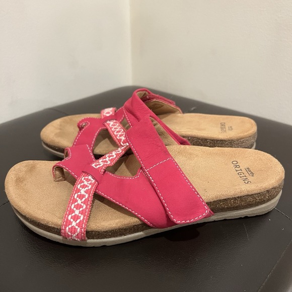 Earth Origins Nubuck Toe Post Sandals Ossi Raspberry‎ Size 6.5 Women's - Picture 3 of 9